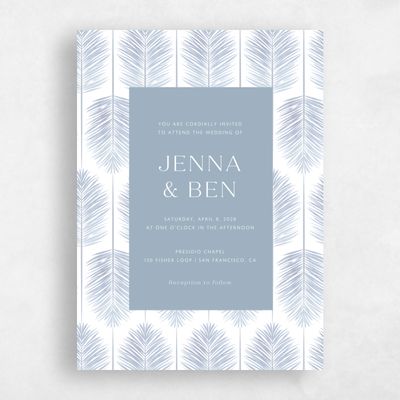 Powder Blue Wedding Invitation - Curacao Portrait