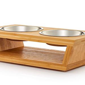 Premium Elevated Dog and Cat Pet Feeder, Double Bowl Raised Stand Comes with Extra Two Stainless Steel Bowls. Perfect for Small Dogs and Cats