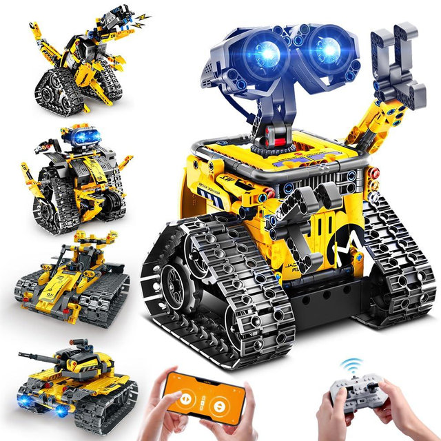 INSOON Robot Toys for Kids Building Set, 520 PCS App & Remote Control Robotics Kit, 5-in-1 RC Wall Robot Engineer Robot Dinosaur Building Block Toy Gift for Kids 6 7 8 9 10 11 12+ Years Old Boys Girls