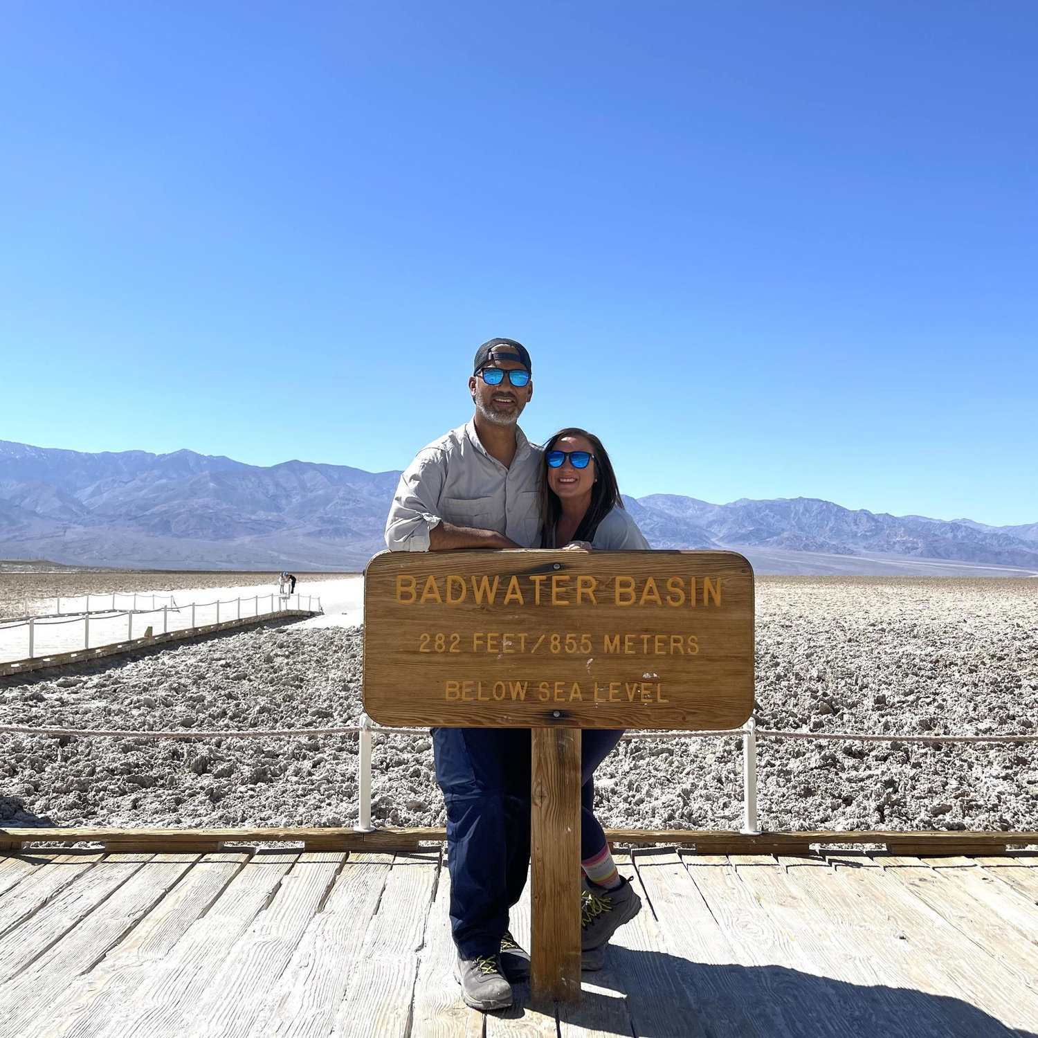Standing at Badwater Basin in Death Valley National Park, 282 feet below sea level and the lowest point in North America.