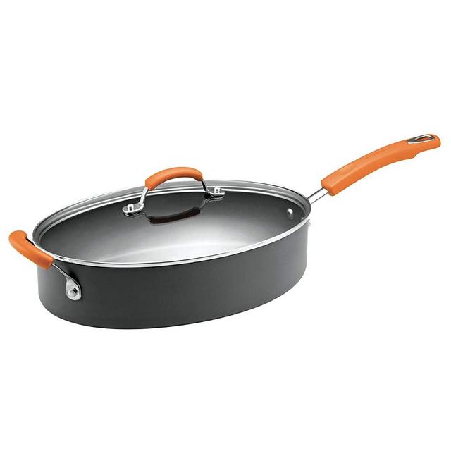 Rachael Ray 87395 Brights Hard Anodized Nonstick Saute Pan / Frying Pan / Fry Pan - 5 Quart, Gray