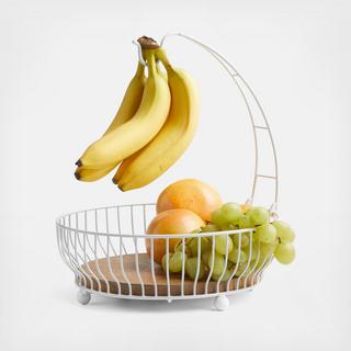Cora Wood Fruit Basket with Removable Banana Hanger