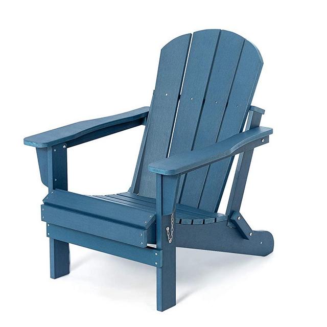 Folding Adirondack Chair Patio Chairs Lawn Chair Outdoor Chairs Painted Adirondack Chair Weather Resistant for Patio Deck Garden, Backyard Deck, Fire Pit & Lawn Furniture Porch and Lawn Seating- Blue