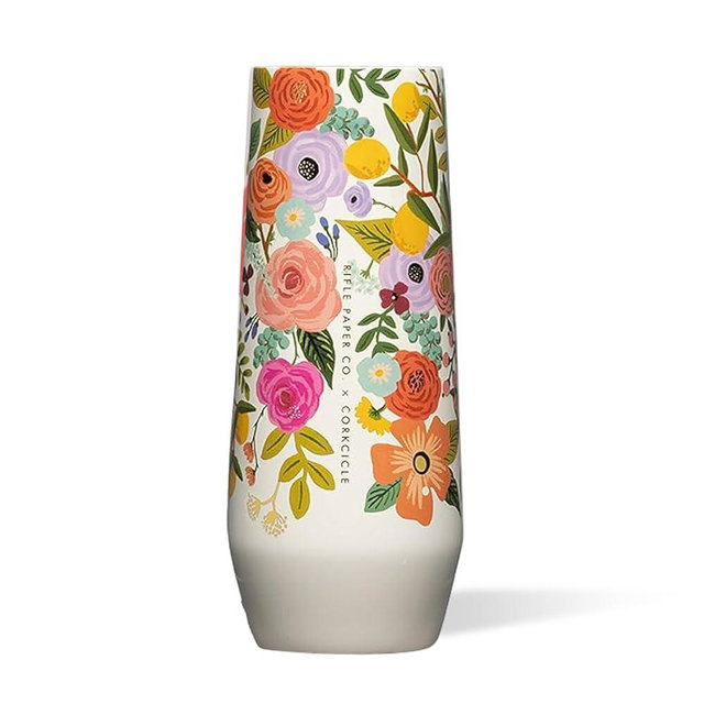Corkcicle Stemless Flute - Chill Drinks for 9 Hours - Summer Gift - 7 oz - Garden Party Cream