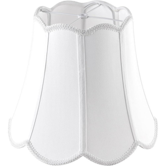 GO&SO White Wavy Scalloped Lamp Shade Medium, 8" ×13" ×11" Spider Floral Elegant Fabric Lamp Shades for Table Lamps and Floor Lamps for Bedroom, Modern,Art Deco Petal Edge Shade,Replac Easy Assembly