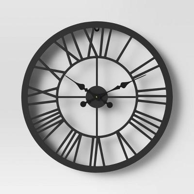 23" Metal Wall Clock Black - Threshold™