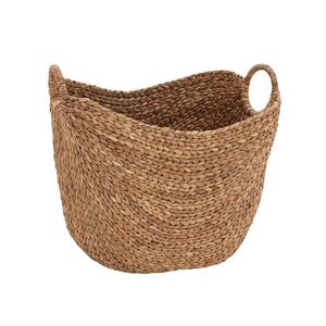 Deco Seventy-Nine - Deco 79 Large Seagrass Woven Wicker Basket with Arched Handles, Rustic Natural Brown Finish, as Coastal Decorative Accent or Storage 21" W x 17" L x 17" H