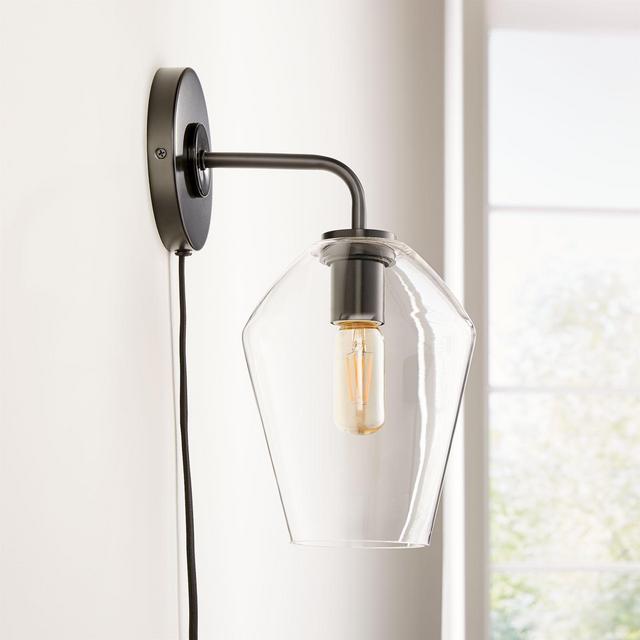 Arren Black Wall Sconce with Clear Angled Shade