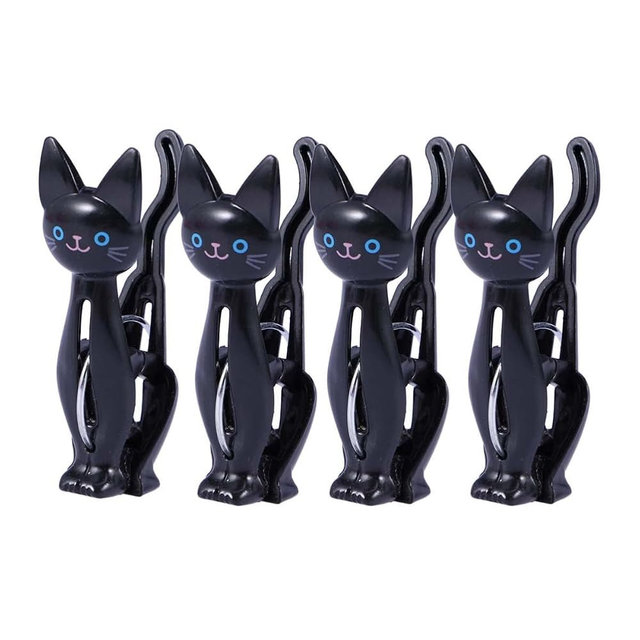 BESPORTBLE Bag Clips Bag Clips Cat-Shaped, 4Pcs Cat Chip for Food Storage, Snack and Chips - Cartoon Clothes Household Sealing Clothespins