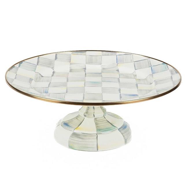 MACKENZIE-CHILDS Sterling Check Enamel Pedestal Platter - Small