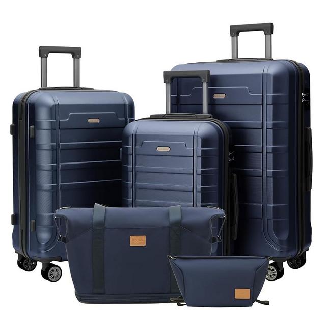 BUBUBABA Luggage 20-24-28-Inch Set 5 Piece Luggage Set carry on luggage with wheels for Travel (Dark blue, 5 piece set-20-24-28-Inch)