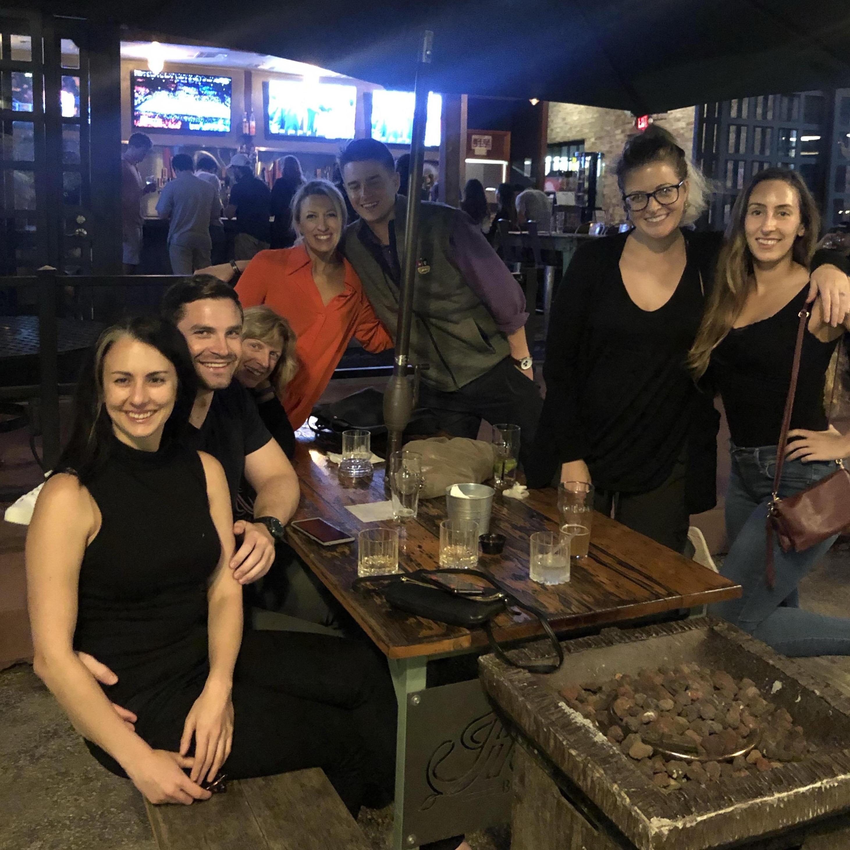 Celebrating in Houston. Jackie, Matt, Linda, Larisa, Murphy, Bri and Julia