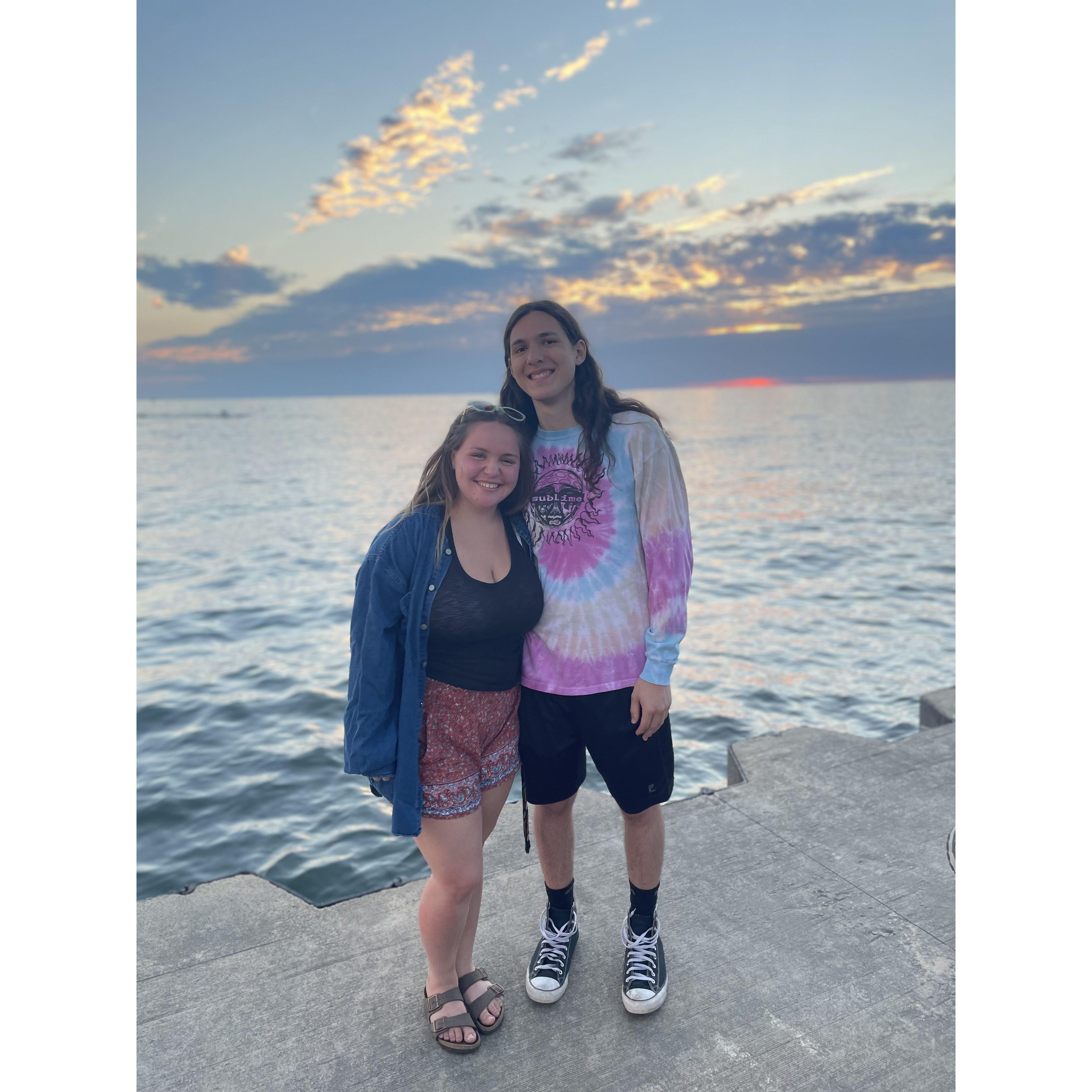 another pic of us in south haven - we love it and we mean it