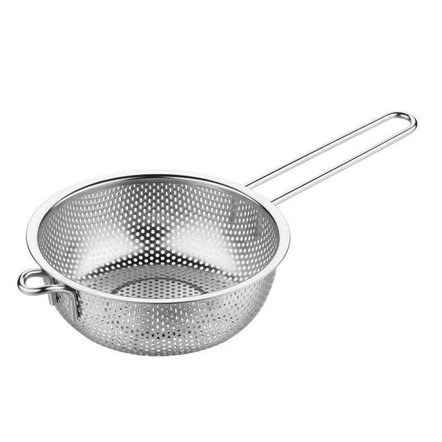 Stainless Steel Basin Colander with Handle Kitchen Strainer, Resting Feet and Colander to Strain, Rinse, Fry, Steam or Cook Vegetables & Pasta & Wash fruits