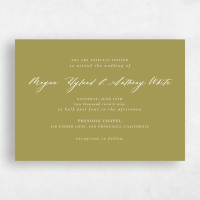 Olive Green Wedding Invitation - Uzes Landscape