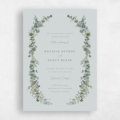 Blue Sage Mist Wedding Invitation - Verde Portrait