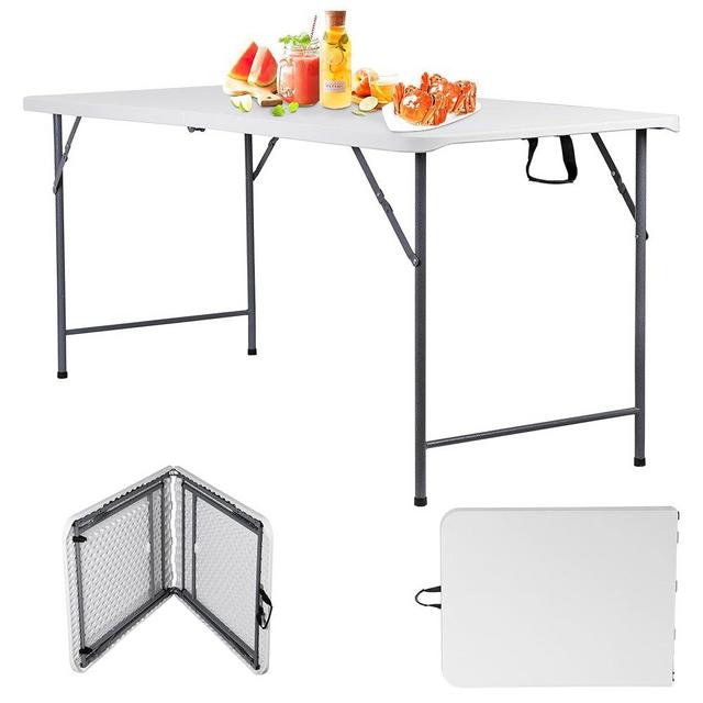 ZenStyle 6 ft Adjustable Height Folding Table - 71"x27" Rectangular Portable Plastic Table for Indoor, Outdoor, Camping, Parties & Events | Lightweight Multi-Purpose Utility & Dining Table