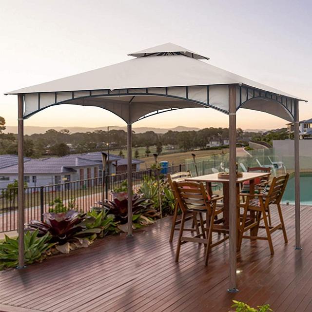 AsterOutdoor 10x10 Gazebo for Patios Outdoor Canopy for Shade and Rain, Waterproof Soft Top Steel Metal Gazebo for Lawn, Garden, Backyard and Deck, 99% UV Rays Block, CPAI-84 Certified (Beige)