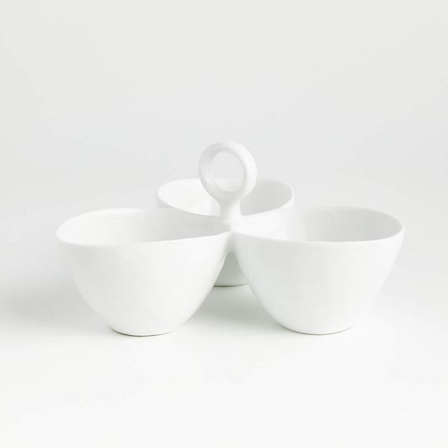 Mercer White Porcelain 3-Part Divided Server