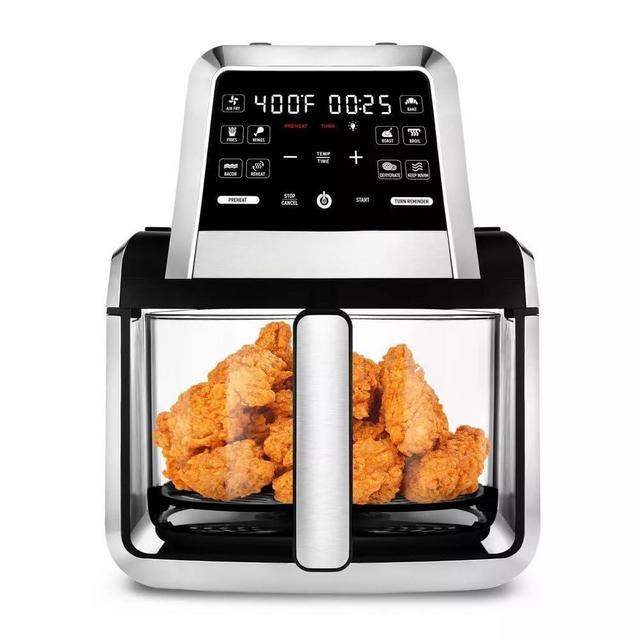 Gourmiia 7-QT Fry ‘N Fold Digital Air Fryer - Compact, Foldable Design for Easy Storage, FryForce 360° Technology, 10 One-Touch Presets, EZ-View Glass Basket, Preheat & Turn Food Reminder