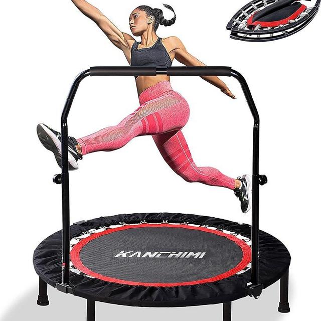 Kanchimi 40" 48" Folding Mini Fitness Indoor Exercise Workout Rebounder Trampoline with Handle, Max Load 330lbs