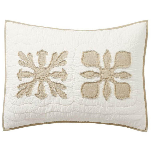 Flax Aloha Handcrafted Patchwork Quilted Sham, Standard