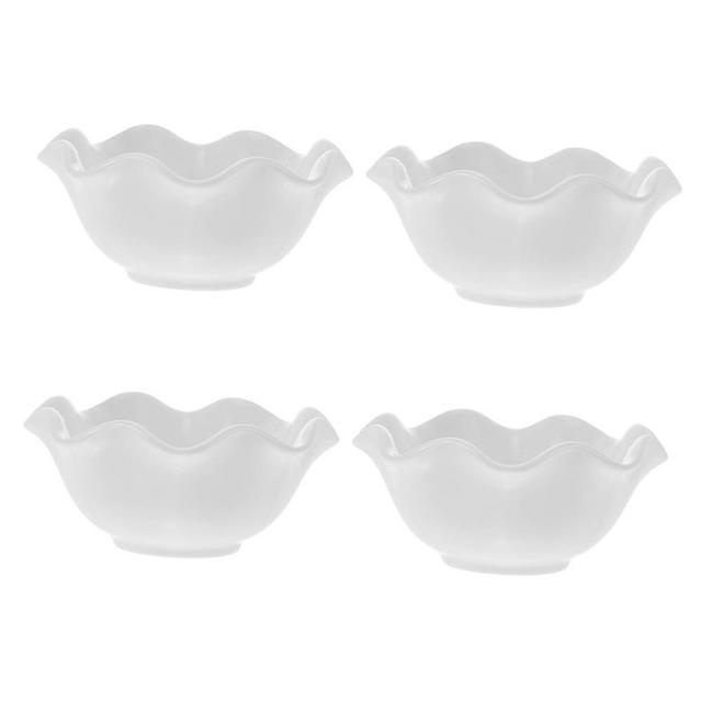 LALADEFIEE 4 Pieces Ceramic Salad Bowl White Mini Bowls for Dipping Sauce Creative Storage Salt Vinegar Sugar