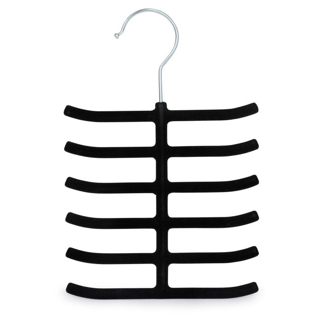 Elle Decor Set of 3 Non-Slip Velvet Tie Hangers, Black - Holds Up to 12 Ties Per Hanger