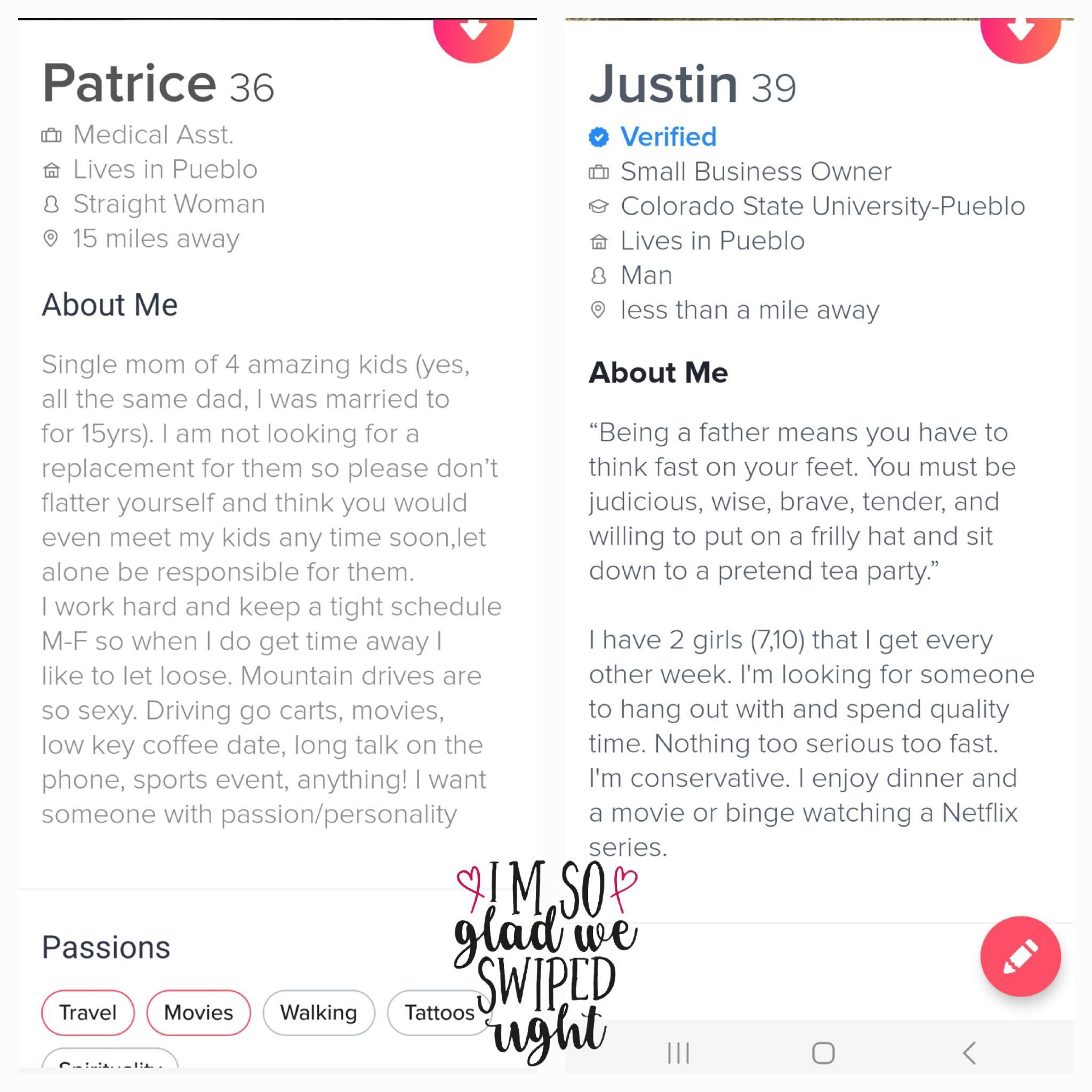 Finding what we were looking for in each other's profile.