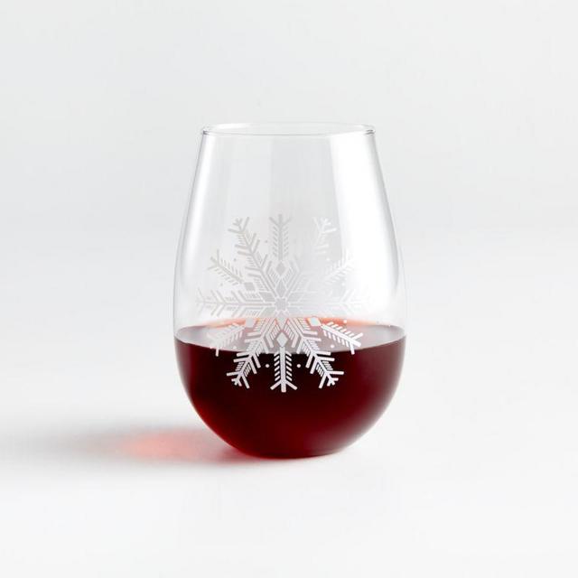 Crate and Barrel Snowflake Stemless Wine Glass