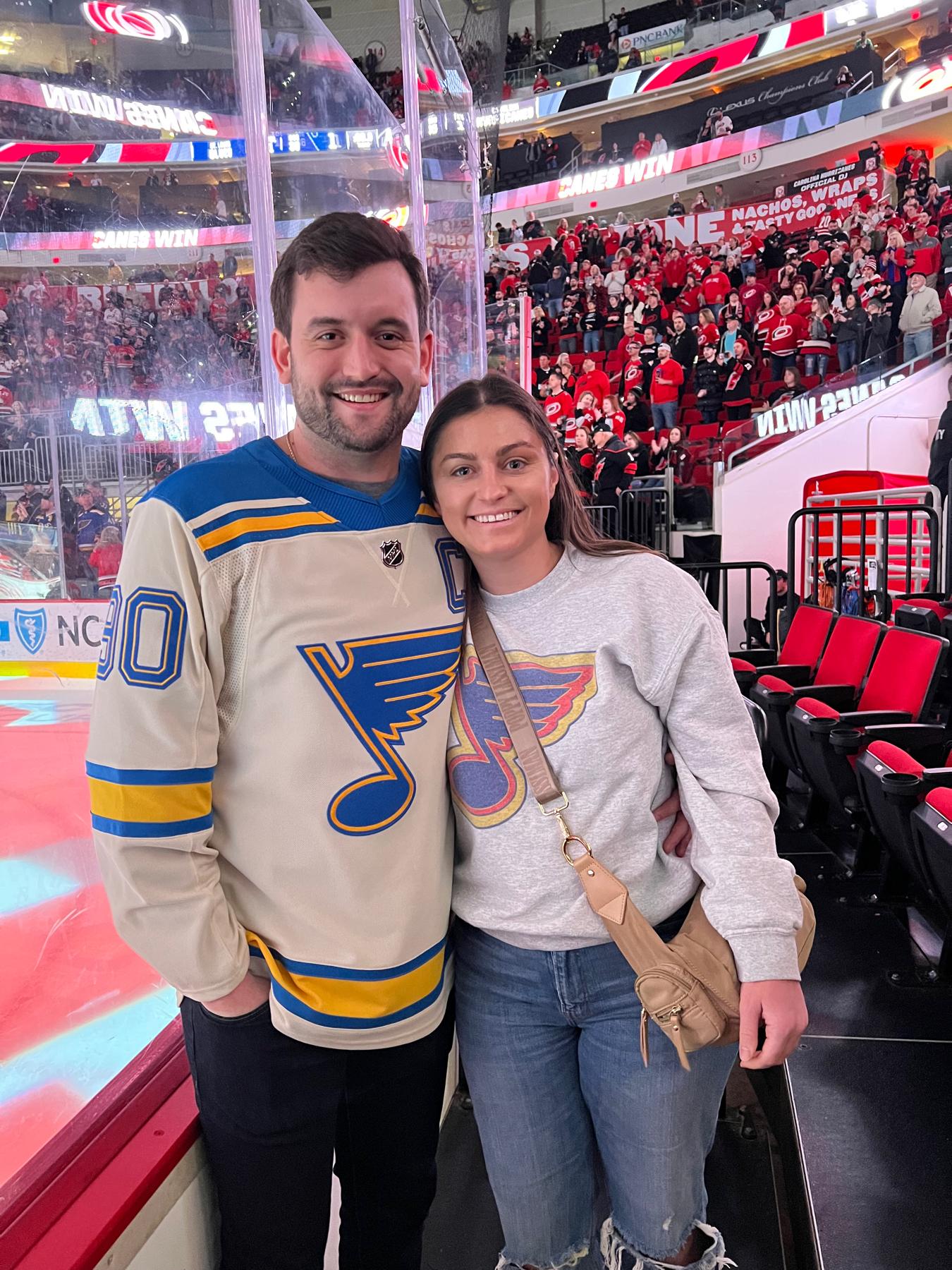 Making the most of our time in North Carolina at a Blues vs Hurricanes game