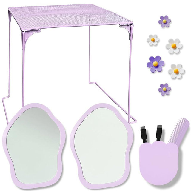 12 pcs Girls Locker Accessories, Locker Decorations Including Mirrors, whiteboards, Magnets and organizing Supplies. Ideal for Back-to-School Essentials and The Office (13 pcs-Purple)