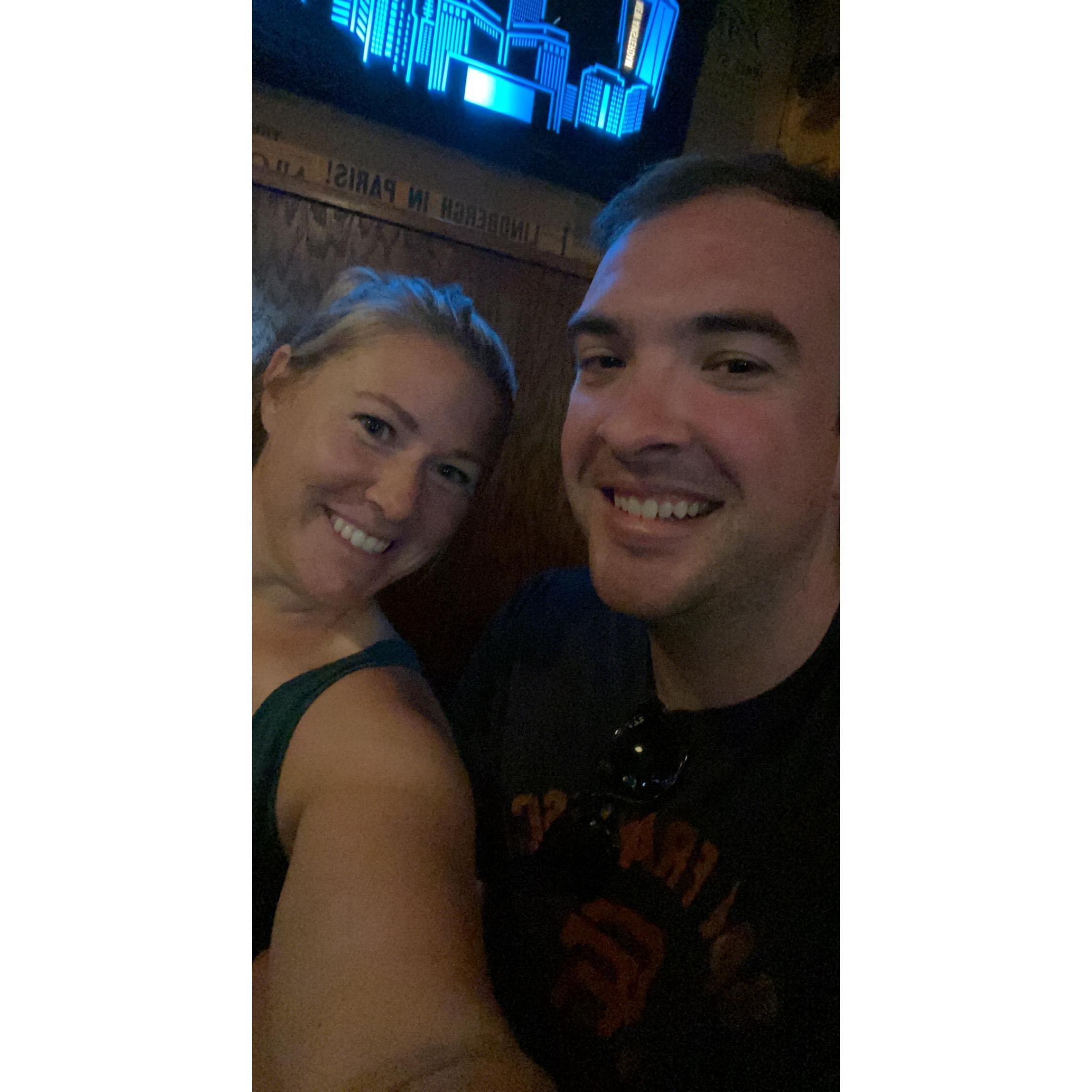 Before the CWS game Cami took Lukas to one of her favorite Omaha dive bars, the Homy Inn! There's champagne on tap!!!