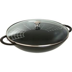 Staub Cast-Iron Wok Set, Black, 6-Qt.