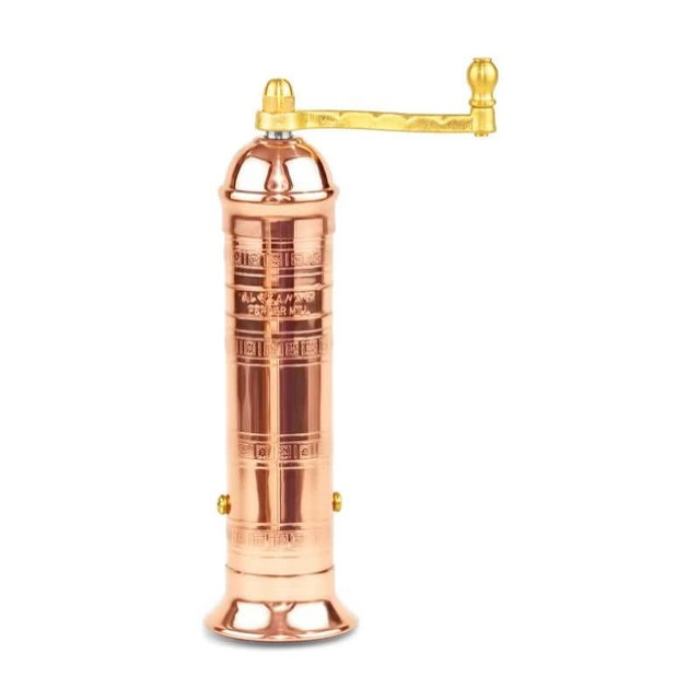 Alexander Home The Original Greek Pepper Mill 8 Inch Tall | European Pepper Mill Grinder with Crank Handle | Manual Pepper Grinder | Peppercorns Refillable - Copper