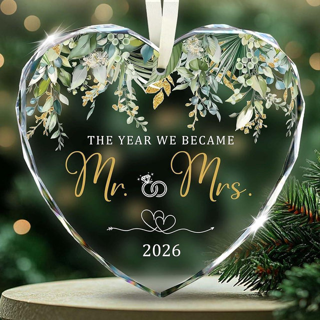 Nestura The Year We Became Mr. & Mrs. Ornament 2026 – First Christmas Married Ornament – Wedding Ornament 2026 Gift for Couples – Just Married Ornament – Mr and Mrs Gifts for Newlyweds