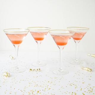 Personalized Gold Rim Martini Glass, Set of 4