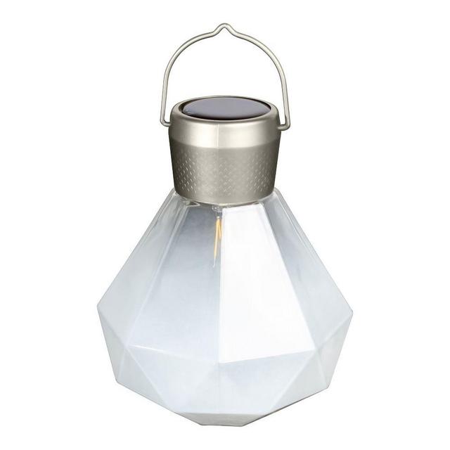Solar Gem Cut Glass Lantern, Milk