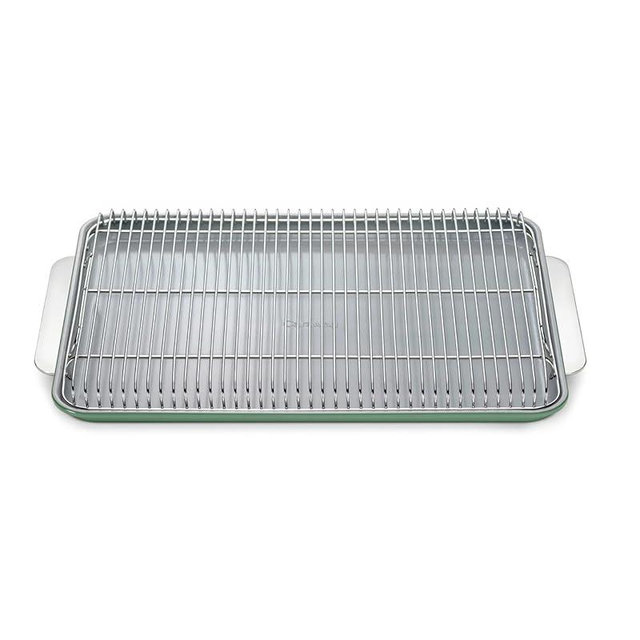 Caraway Non-Stick Ceramic Baking Sheet & Cooling Rack - Ceramic Coated - Non-Toxic, PTFE & PFOA Free - Perfect for Baking, Roasting, and More - Large (18" x 13") - Sage