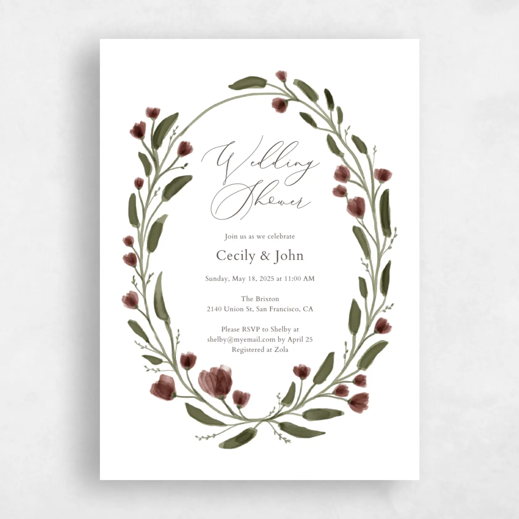 Wedding Shower Invitation - Beale Wreath preview