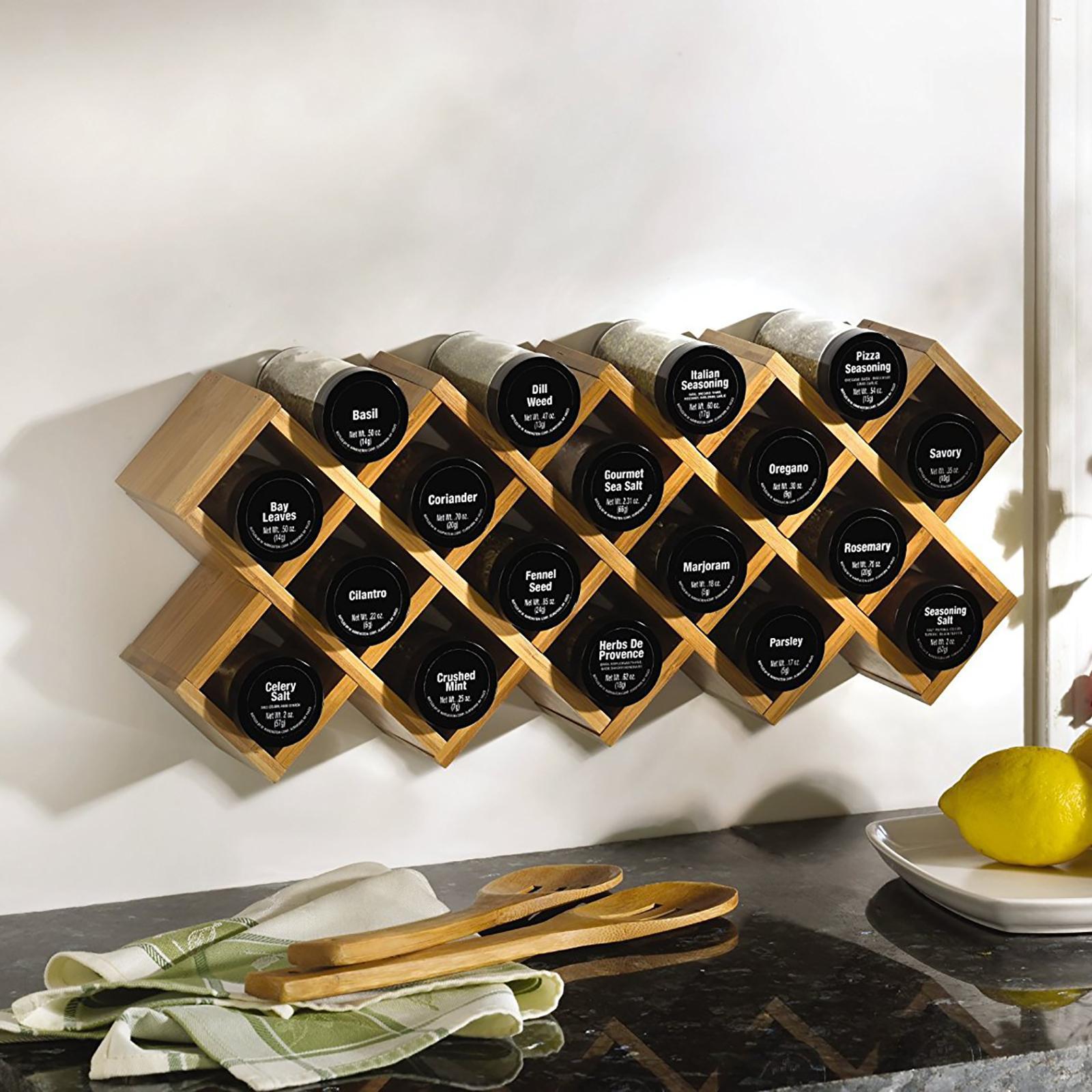 Kamenstein, Criss-Cross Bamboo 18-Jar Spice Rack | Zola
