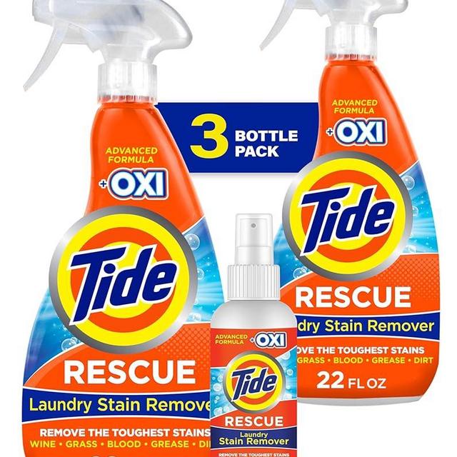 Tide Laundry Stain Remover Spray with Oxi | Stain Remover for Clothes, Carpet, Upholstery, Pet Bedding | Stain Treater Spray for Tough Stains from Wine, Coffee, Grease | 22 Fl Oz (Pack of 2) & 3 Fl Oz