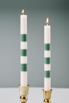 Striped Taper Candles, Set of 2
