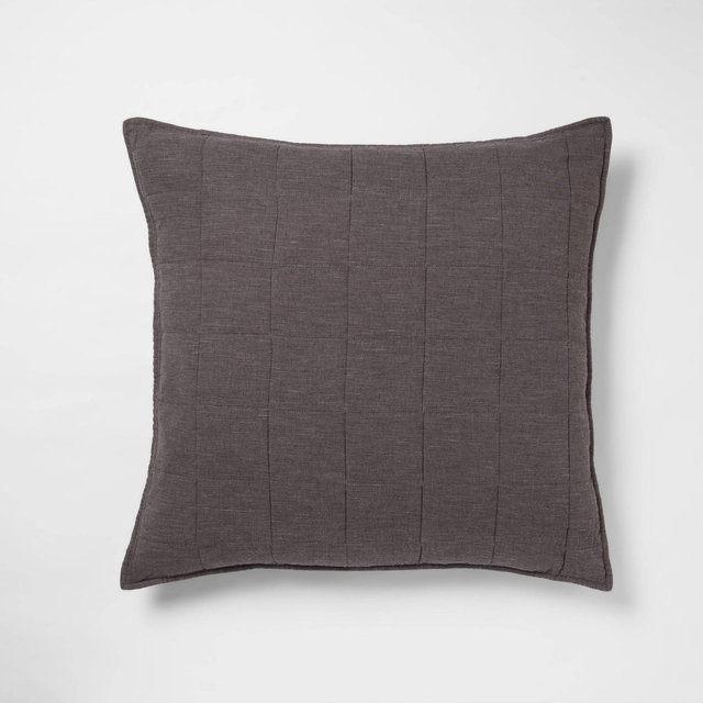 Euro Space Dyed Cotton Linen Sham Dark Gray - Threshold™: Woven Texture, Zipper Closure, OEKO-TEX Certified