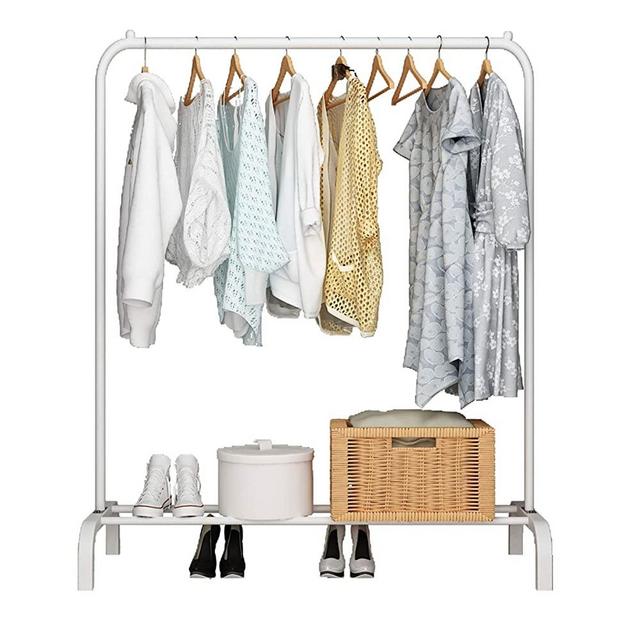 UDEAR Garment Rack Freestanding Hanger Multi-functional Single pole Bedroom Clothing Rack Bedroom,White
