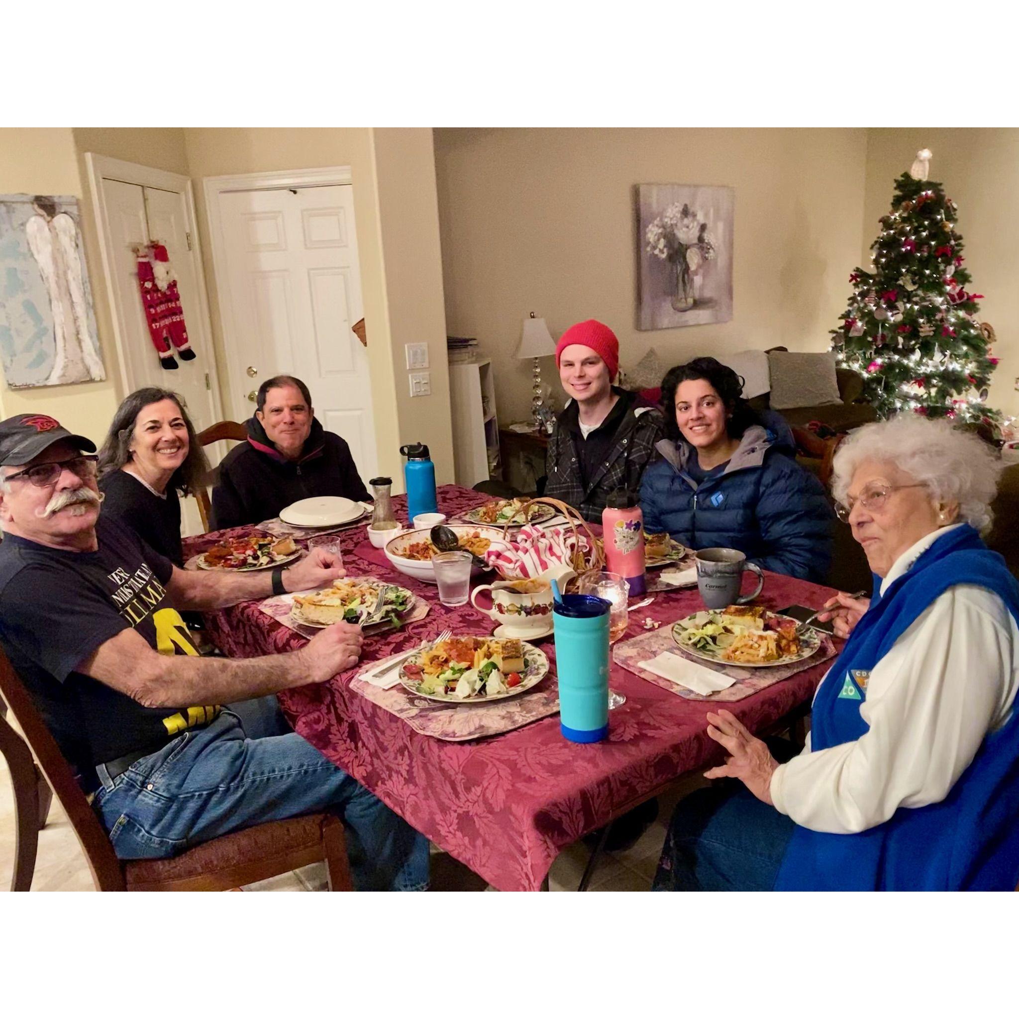 With (left to right): Chris's mom Amy's cousins Steve, Terri Rae, and Craig; and Grandma Liz Stark.