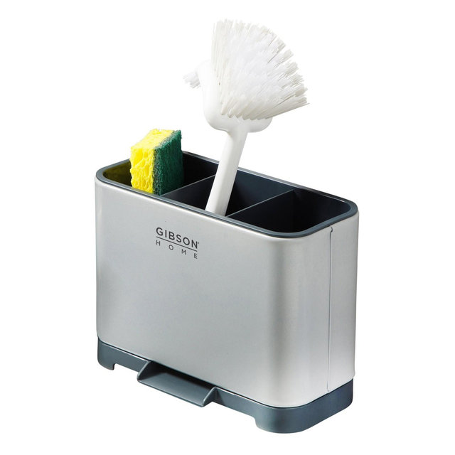 Gibson Home Ledgebrook Sink Caddy With Metal Panel and Drain Board Sink Organizer.
