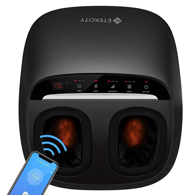Etekcity Foot Massager Machine with Heat, APP Control, Shiatsu Deep Kneading & Air Compression, Gifts for Wife Husband Mom Dad Women, Relieve Foot Pain, Plantar Fasciitis, Improve Blood Circulation