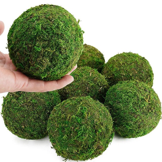 BYHER Decorative Moss Balls Set - Fake Moss Balls for Bowl Fillers, Centerpiece Decor, Home Decor, Vase Filler, Wedding Decor, Table Arrangement, Coffee Accents, DIY Crafts (Extra Large - 4"-Set of 6)