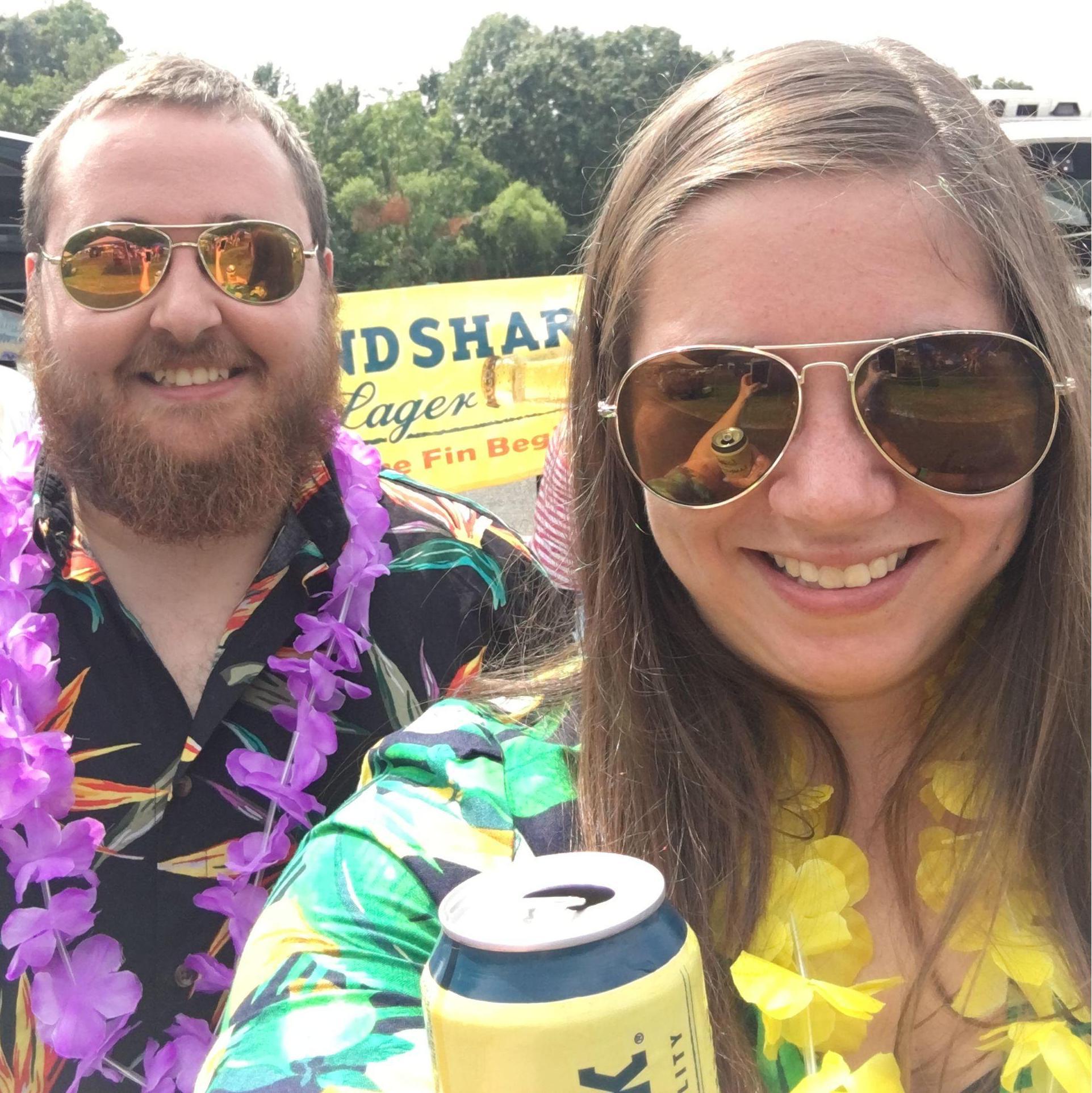 Enjoying a Landshark before the Jimmy Buffet concert!
